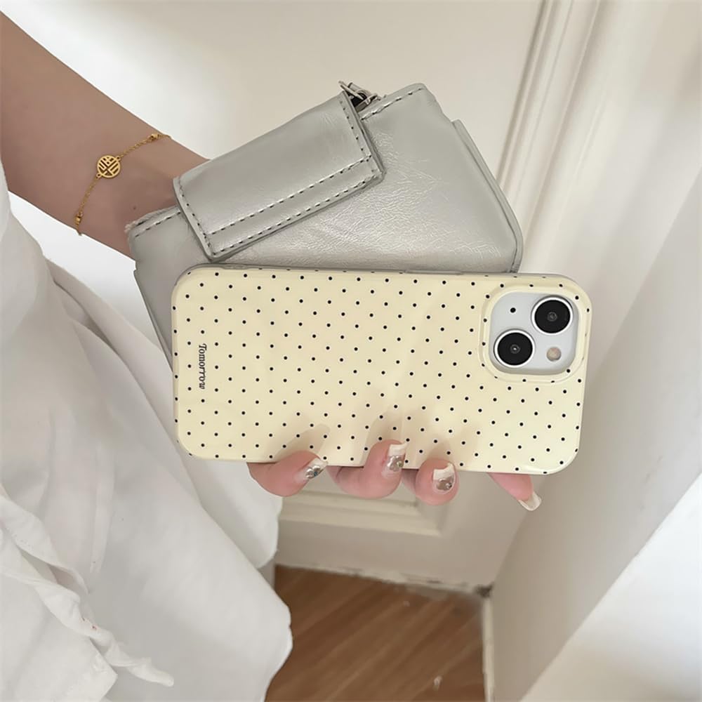 Compatible with iPhone 13/iPhone 14 Case with Cute Fashion Polka Dot Aesthetics Design Simple Case for Soft TPU Slim Protection Case for iPhone 13/14-White