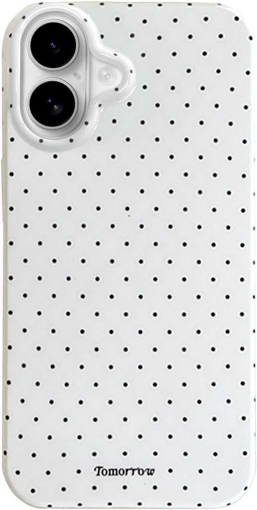 Compatible with iPhone 13/iPhone 14 Case with Cute Fashion Polka Dot Aesthetics Design Simple Case for Soft TPU Slim Protection Case for iPhone 13/14-White