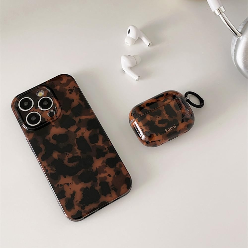 Cute Phone Case for iPhone 16 Pro Case Amber Leopard Full Camera Protective Slim Shockproof Aesthetic-Brown Amber