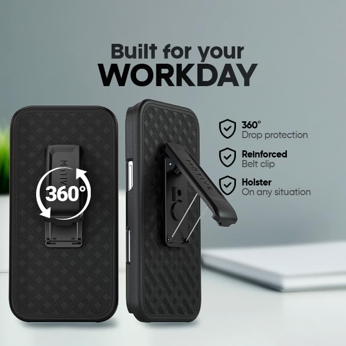 MOTIVE for iPhone 16 Holster Case, Belt Clip Case for Apple iPhone 16, Shell Holster Combo 16, Slim Rugged Drop Shockproof Protective Cover with Kickstand (6.1") | Ranger Series