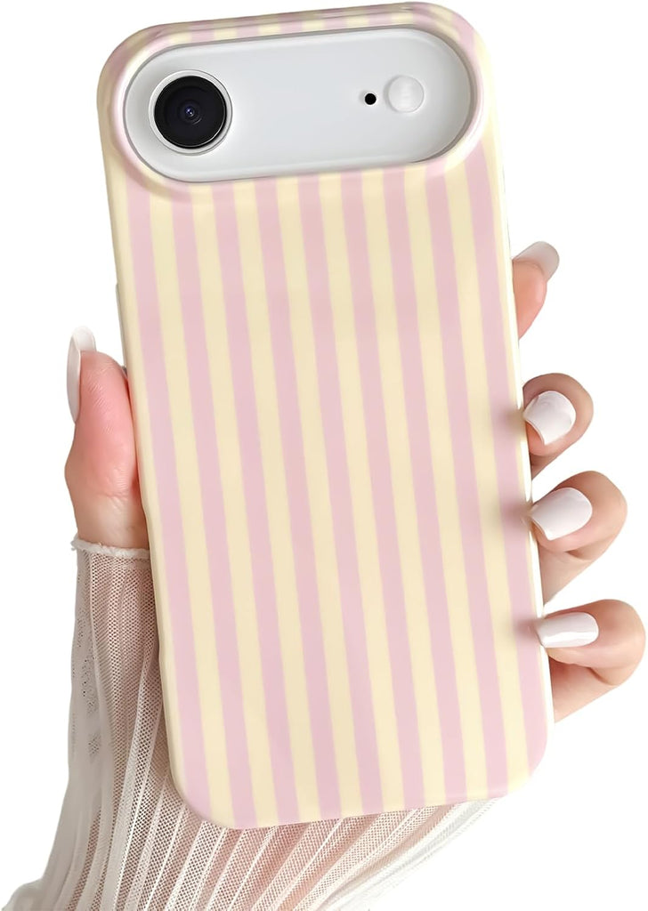 Yeddabox for iPhone 14 Case Cute Striped Phone Case Soft TPU Slim Shockproof Phone Cover for Women Girls, Blue and White