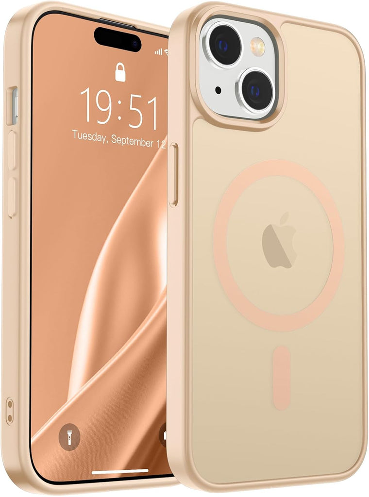 SUPFINE Magnetic for iPhone 14 Case & iPhone 13 Case (Compatible with MagSafe)(Military Grade Drop Protection) Translucent Matte Shockproof Phone Cover,Black