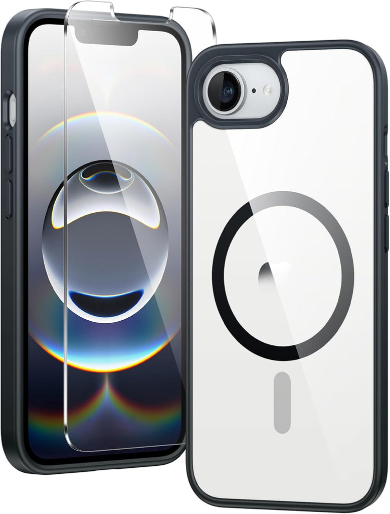 FNTCASE for iPhone 15 Case Clear: iPhone 14/13 Case Magnetic Phone Cases with Screen Protector Compatible with Magsafe Slim Anti Yellowing Rugged Protective Transparent Cell Cover (A-Clear)