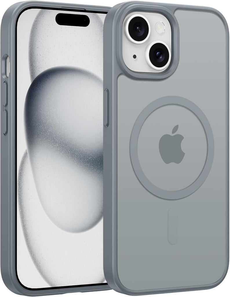 FNTCASE for iPhone 15 Case: for iPhone 14 & iPhone 13 Case | Magnetic Frosted Translucent Slim Shockproof Cell Phone Cover | Military Grade Protection Drop Proof Tough Protective Cases-LightPink 6.1”