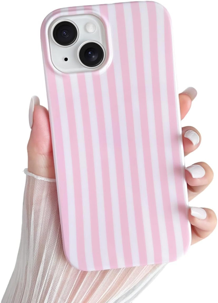 Yeddabox for iPhone 14 Case Cute Striped Phone Case Soft TPU Slim Shockproof Phone Cover for Women Girls, Blue and White