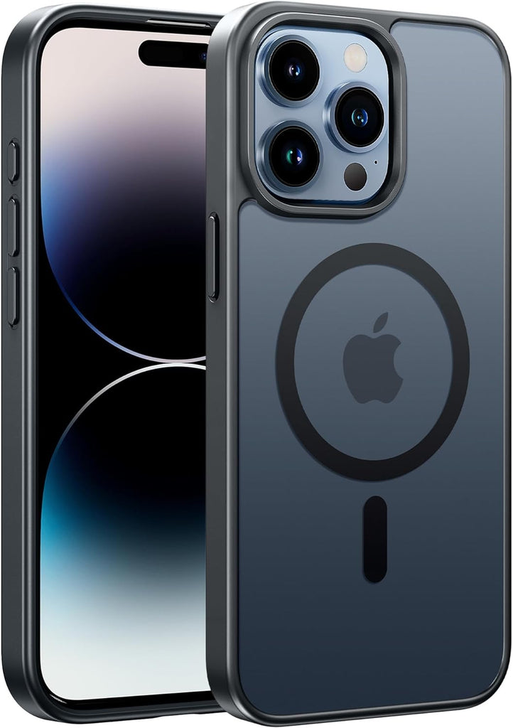 FNTCASE for iPhone 15 Case: for iPhone 14 & iPhone 13 Case | Magnetic Frosted Translucent Slim Shockproof Cell Phone Cover | Military Grade Protection Drop Proof Tough Protective Cases-LightPink 6.1”