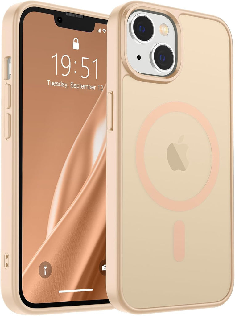 SUPFINE Magnetic for iPhone 14 Case & iPhone 13 Case (Compatible with MagSafe)(Military Grade Drop Protection) Translucent Matte Shockproof Phone Cover,Black