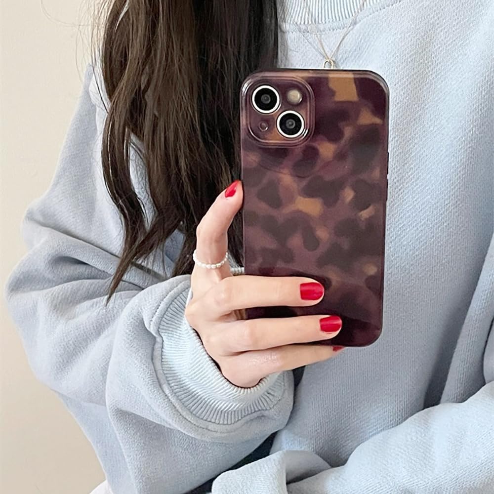 Cute Phone Case for iPhone 16 Pro Case Amber Leopard Full Camera Protective Slim Shockproof Aesthetic-Brown Amber