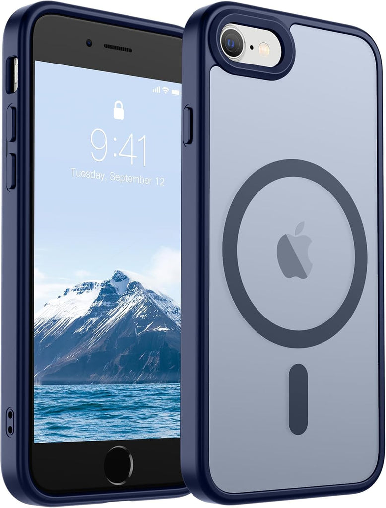 SUPFINE Magnetic for iPhone 14 Case & iPhone 13 Case (Compatible with MagSafe)(Military Grade Drop Protection) Translucent Matte Shockproof Phone Cover,Black