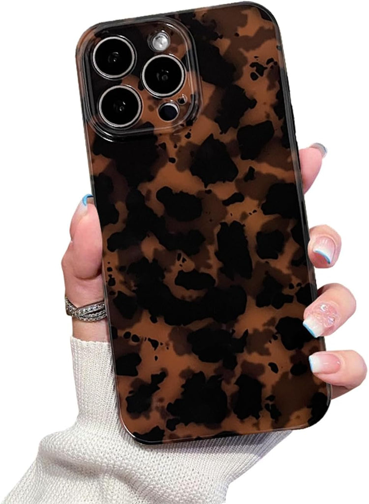 Cute Phone Case for iPhone 16 Pro Case Amber Leopard Full Camera Protective Slim Shockproof Aesthetic-Brown Amber