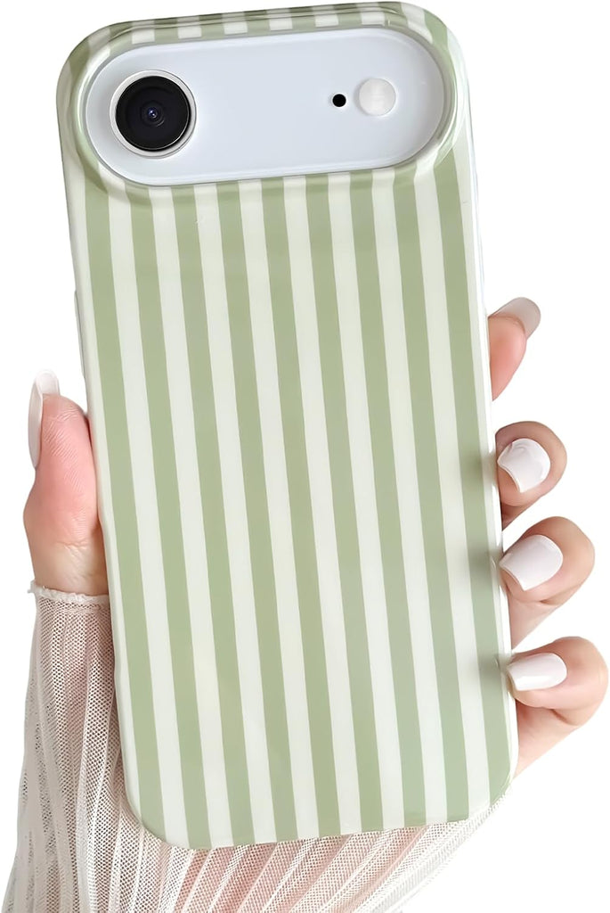 Yeddabox for iPhone 14 Case Cute Striped Phone Case Soft TPU Slim Shockproof Phone Cover for Women Girls, Blue and White
