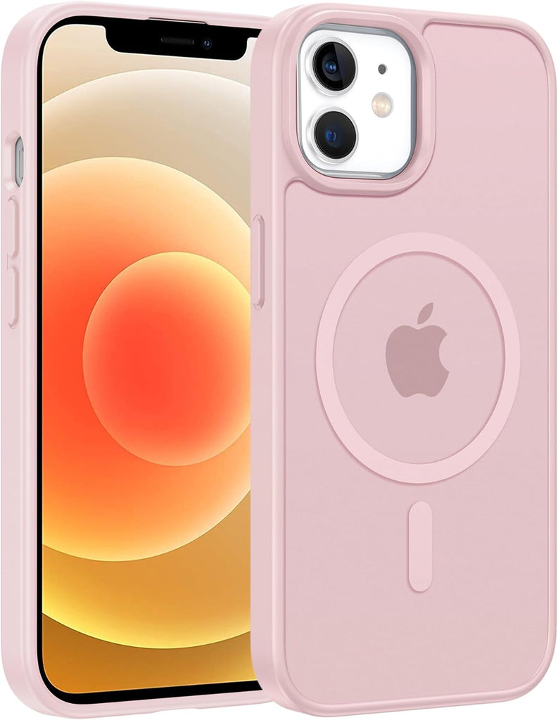 FNTCASE for iPhone 15 Case: for iPhone 14 & iPhone 13 Case | Magnetic Frosted Translucent Slim Shockproof Cell Phone Cover | Military Grade Protection Drop Proof Tough Protective Cases-LightPink 6.1”