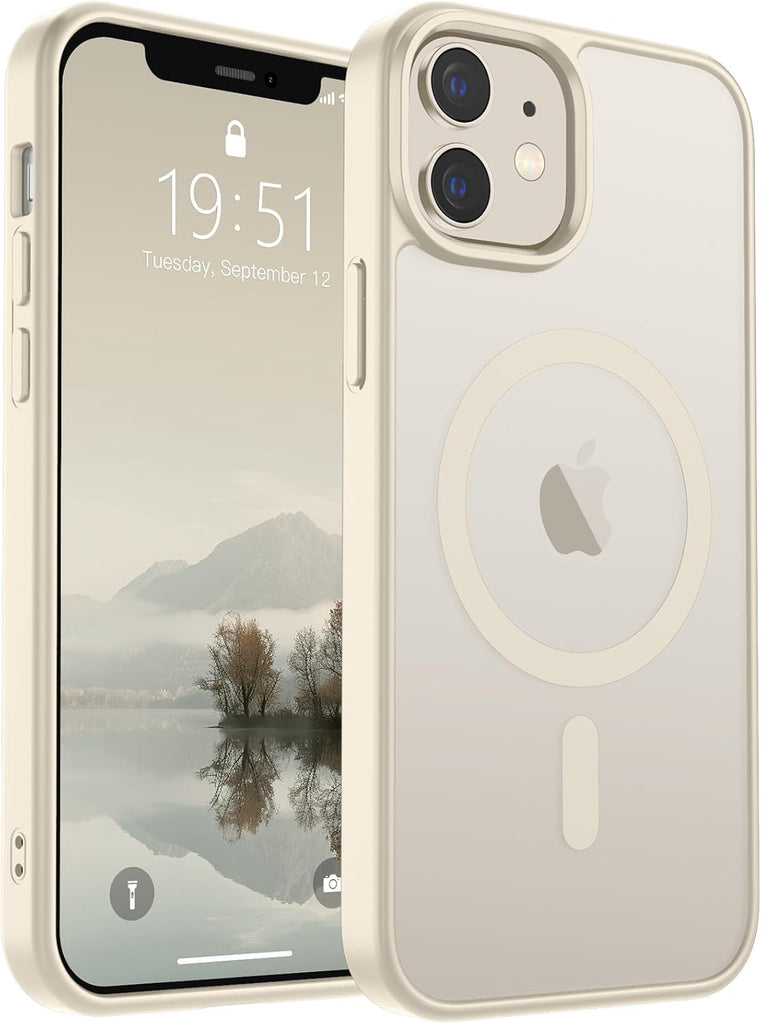 SUPFINE Magnetic for iPhone 14 Case & iPhone 13 Case (Compatible with MagSafe)(Military Grade Drop Protection) Translucent Matte Shockproof Phone Cover,Black