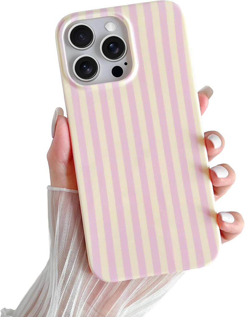 Yeddabox for iPhone 14 Case Cute Striped Phone Case Soft TPU Slim Shockproof Phone Cover for Women Girls, Blue and White