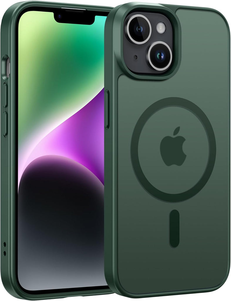 FNTCASE for iPhone 15 Case: for iPhone 14 & iPhone 13 Case | Magnetic Frosted Translucent Slim Shockproof Cell Phone Cover | Military Grade Protection Drop Proof Tough Protective Cases-LightPink 6.1”