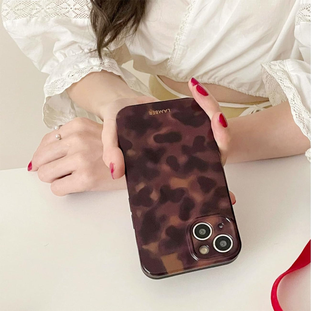 Cute Phone Case for iPhone 16 Pro Case Amber Leopard Full Camera Protective Slim Shockproof Aesthetic-Brown Amber