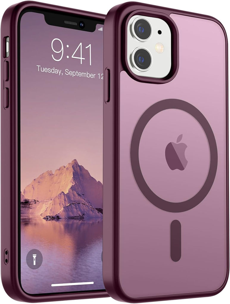 SUPFINE Magnetic for iPhone 14 Case & iPhone 13 Case (Compatible with MagSafe)(Military Grade Drop Protection) Translucent Matte Shockproof Phone Cover,Black