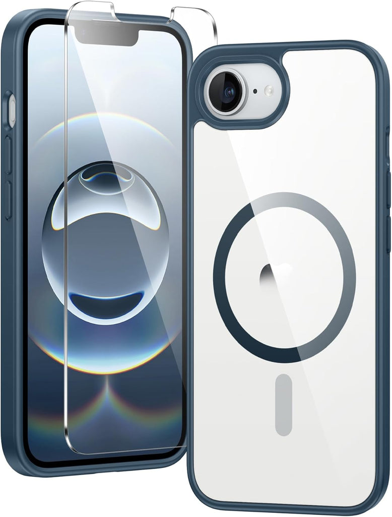 FNTCASE for iPhone 15 Case Clear: iPhone 14/13 Case Magnetic Phone Cases with Screen Protector Compatible with Magsafe Slim Anti Yellowing Rugged Protective Transparent Cell Cover (A-Clear)