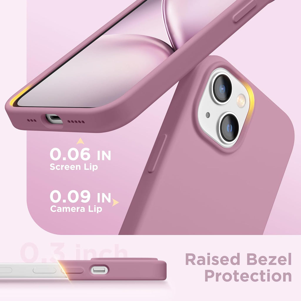 GolbinBox Magnetic for iPhone 13 Case & iPhone 14 Case, Compatible with MagSafe, [Soft Anti-Scratch Microfiber Lining], Slim Liquid Silicone Shockproof Protective Phone Case 6.1 inch, Chalk Pink
