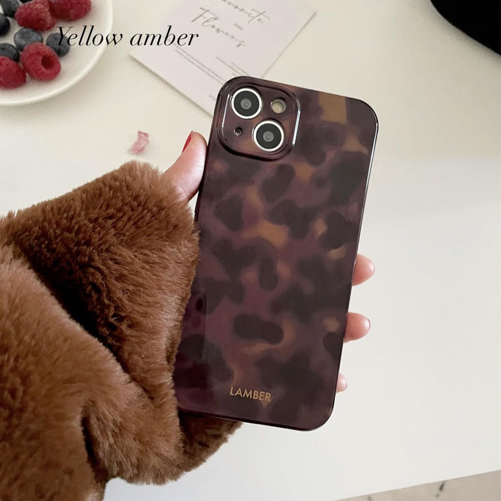 Cute Phone Case for iPhone 16 Pro Case Amber Leopard Full Camera Protective Slim Shockproof Aesthetic-Brown Amber