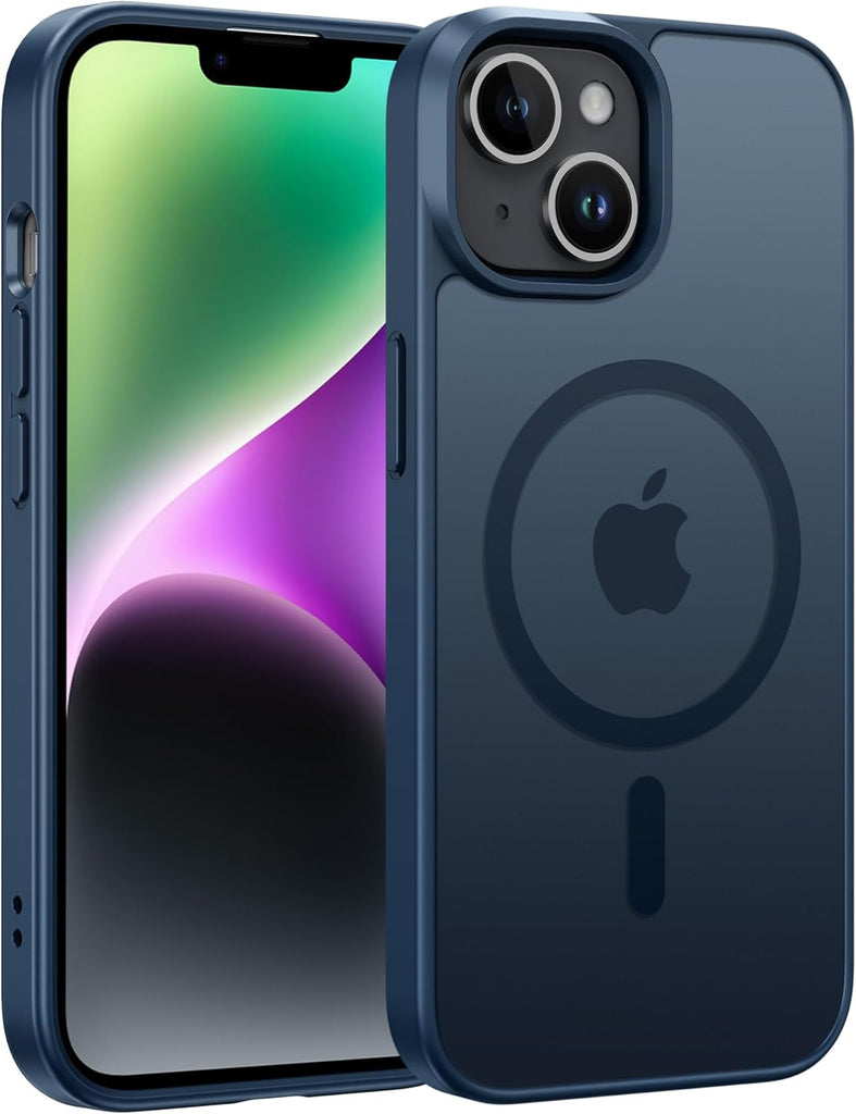 FNTCASE for iPhone 15 Case: for iPhone 14 & iPhone 13 Case | Magnetic Frosted Translucent Slim Shockproof Cell Phone Cover | Military Grade Protection Drop Proof Tough Protective Cases-LightPink 6.1”