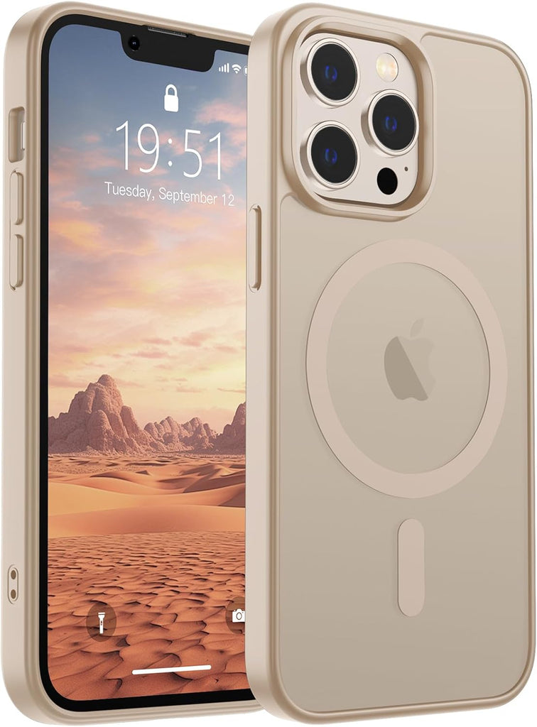 SUPFINE Magnetic for iPhone 14 Case & iPhone 13 Case (Compatible with MagSafe)(Military Grade Drop Protection) Translucent Matte Shockproof Phone Cover,Black