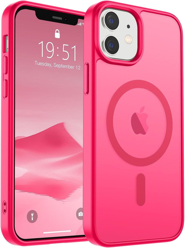 SUPFINE Magnetic for iPhone 14 Case & iPhone 13 Case (Compatible with MagSafe)(Military Grade Drop Protection) Translucent Matte Shockproof Phone Cover,Black