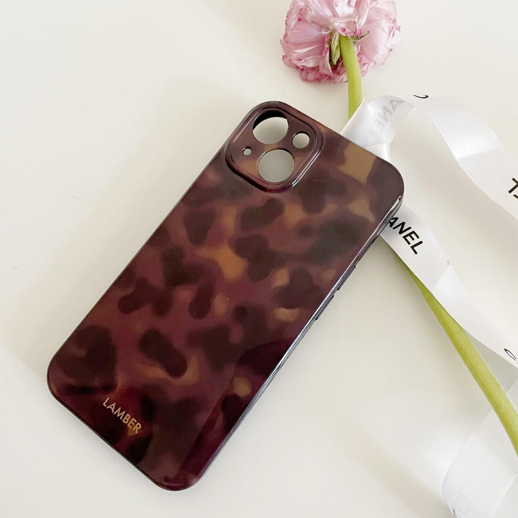 Cute Phone Case for iPhone 16 Pro Case Amber Leopard Full Camera Protective Slim Shockproof Aesthetic-Brown Amber