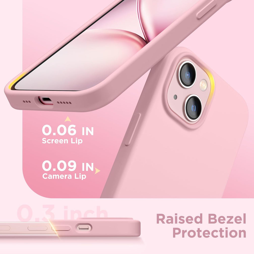 GolbinBox Magnetic for iPhone 13 Case & iPhone 14 Case, Compatible with MagSafe, [Soft Anti-Scratch Microfiber Lining], Slim Liquid Silicone Shockproof Protective Phone Case 6.1 inch, Chalk Pink