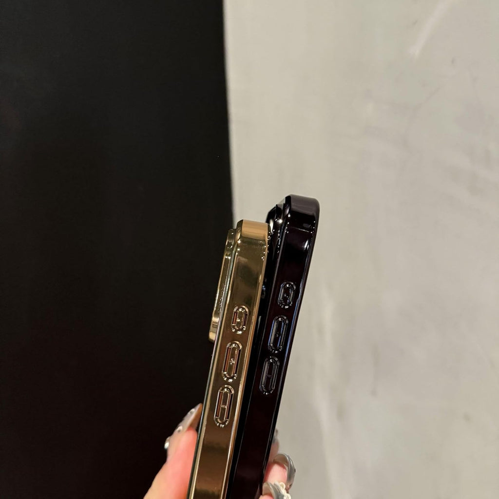 CD Aurora Plating Electroplated Compatible with iPhone Case (iPhone 14 Pro Max,Orange)