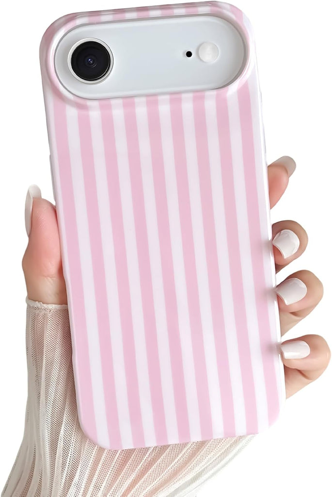 Yeddabox for iPhone 14 Case Cute Striped Phone Case Soft TPU Slim Shockproof Phone Cover for Women Girls, Blue and White