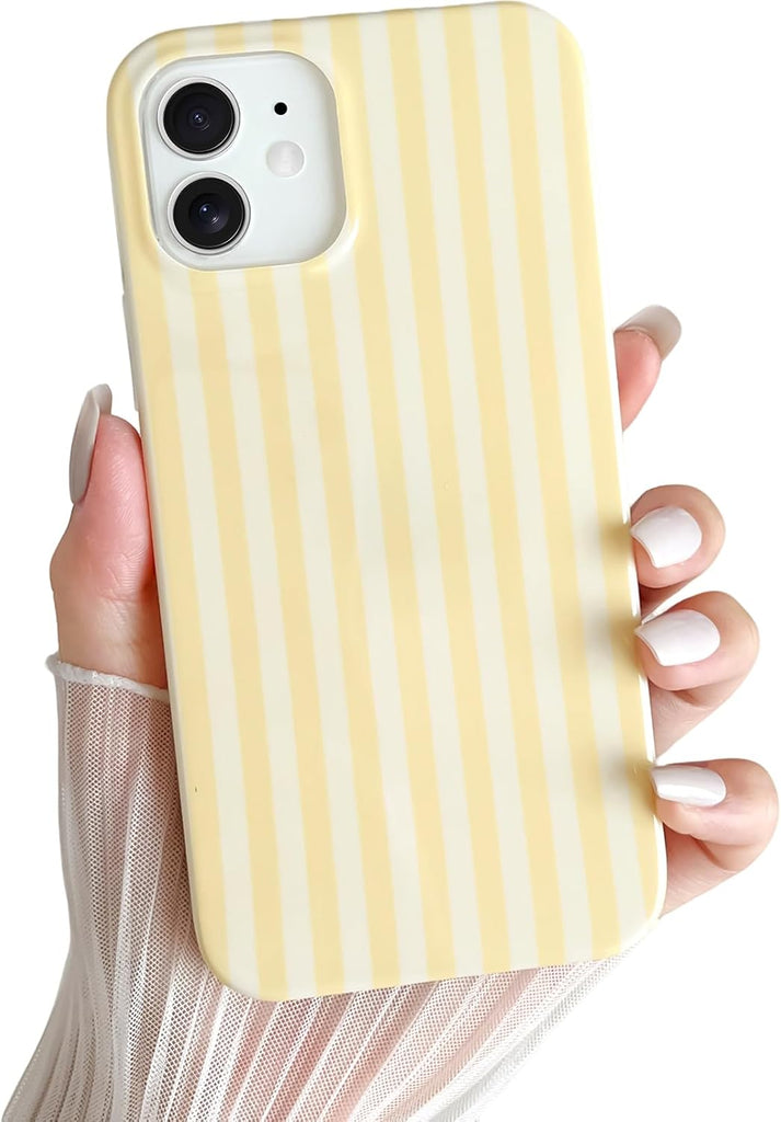 Yeddabox for iPhone 14 Case Cute Striped Phone Case Soft TPU Slim Shockproof Phone Cover for Women Girls, Blue and White