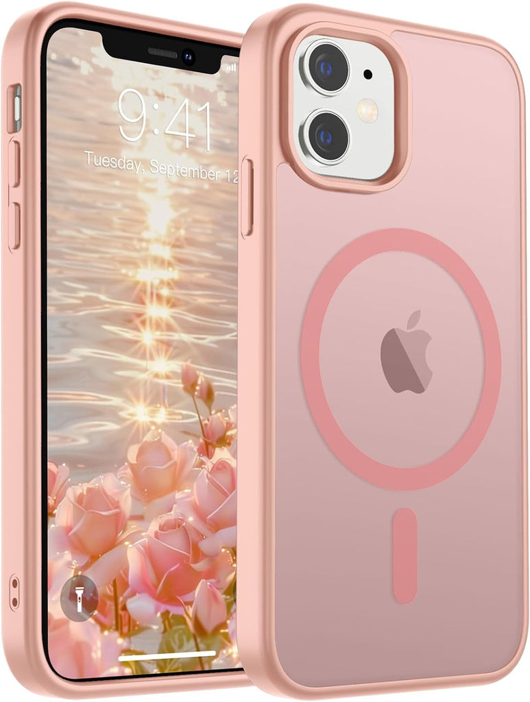 SUPFINE Magnetic for iPhone 14 Case & iPhone 13 Case (Compatible with MagSafe)(Military Grade Drop Protection) Translucent Matte Shockproof Phone Cover,Black