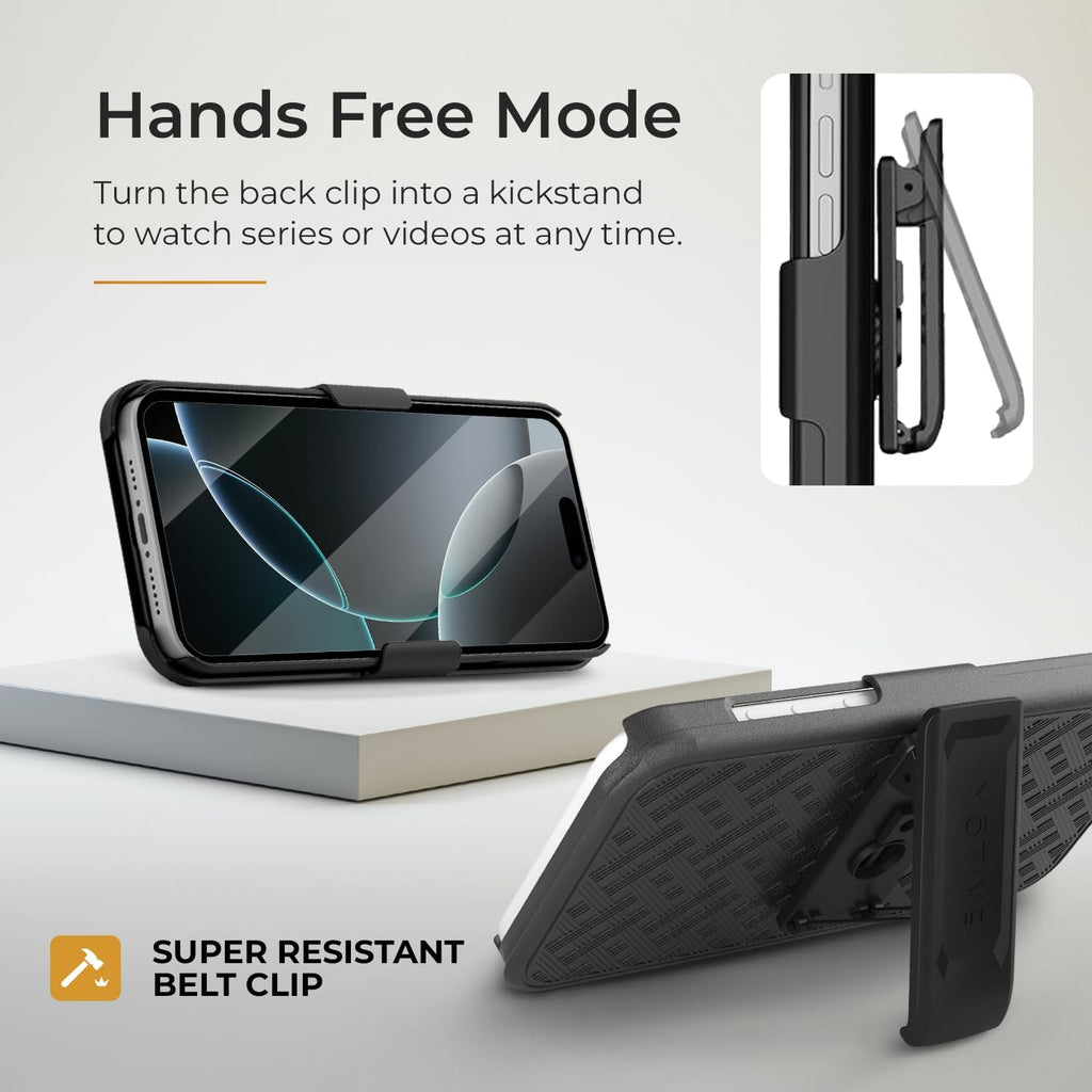 MOTIVE for iPhone 16 Holster Case, Belt Clip Case for Apple iPhone 16, Shell Holster Combo 16, Slim Rugged Drop Shockproof Protective Cover with Kickstand (6.1") | Ranger Series