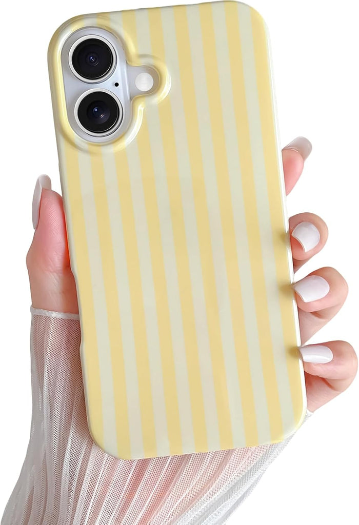 Yeddabox for iPhone 14 Case Cute Striped Phone Case Soft TPU Slim Shockproof Phone Cover for Women Girls, Blue and White