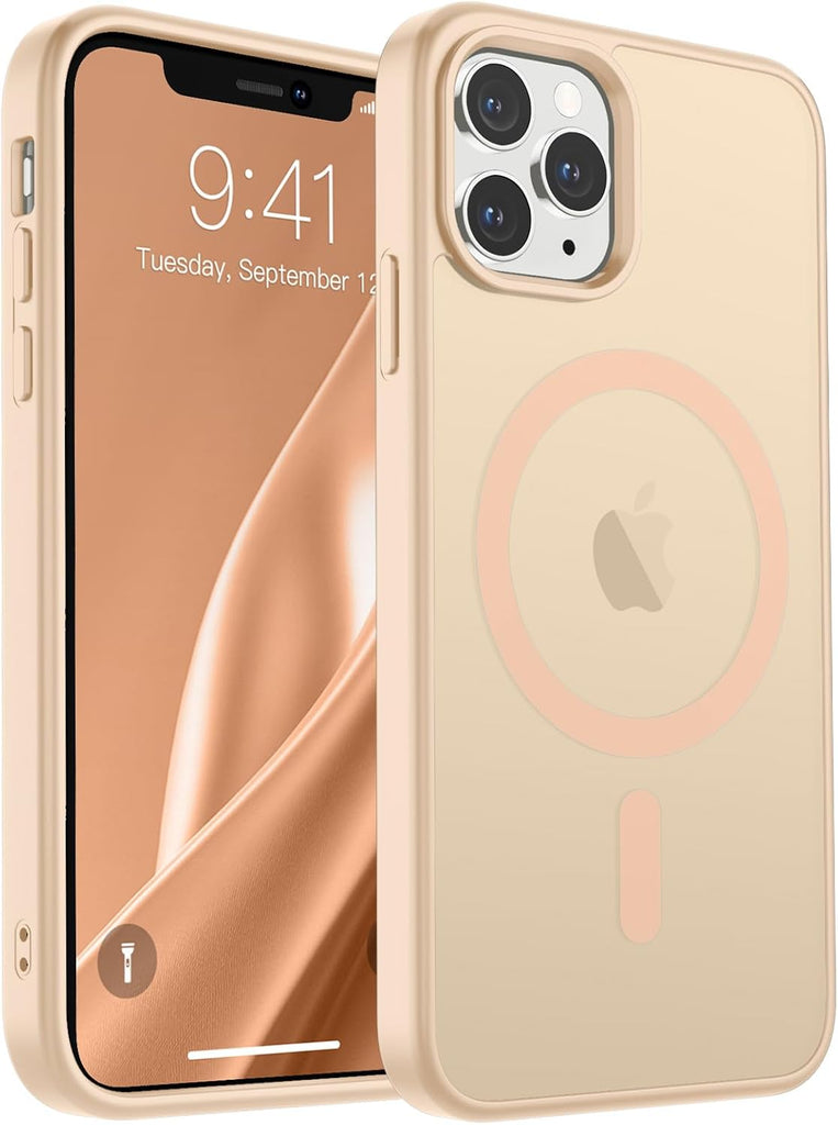 SUPFINE Magnetic for iPhone 14 Case & iPhone 13 Case (Compatible with MagSafe)(Military Grade Drop Protection) Translucent Matte Shockproof Phone Cover,Black