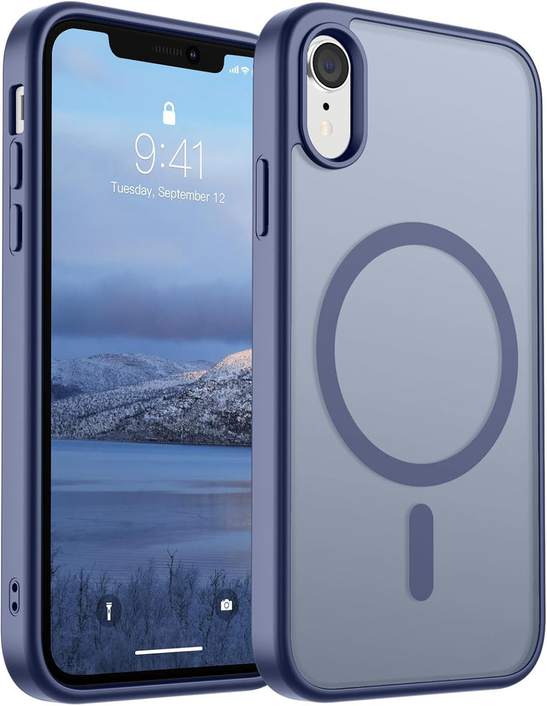 SUPFINE Magnetic for iPhone 14 Case & iPhone 13 Case (Compatible with MagSafe)(Military Grade Drop Protection) Translucent Matte Shockproof Phone Cover,Black