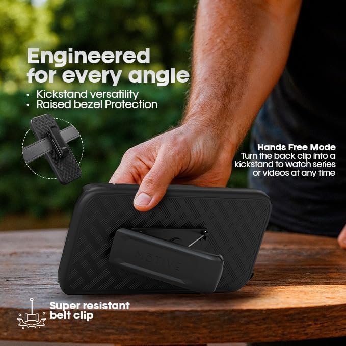 MOTIVE for iPhone 16 Holster Case, Belt Clip Case for Apple iPhone 16, Shell Holster Combo 16, Slim Rugged Drop Shockproof Protective Cover with Kickstand (6.1") | Ranger Series