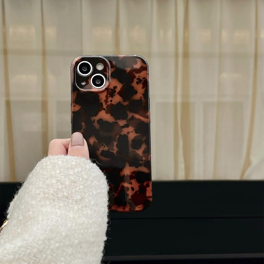 Cute Phone Case for iPhone 16 Pro Case Amber Leopard Full Camera Protective Slim Shockproof Aesthetic-Brown Amber