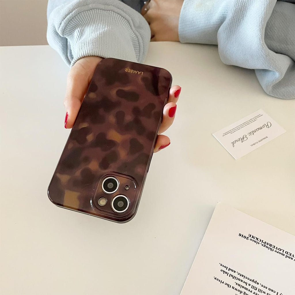 Cute Phone Case for iPhone 16 Pro Case Amber Leopard Full Camera Protective Slim Shockproof Aesthetic-Brown Amber