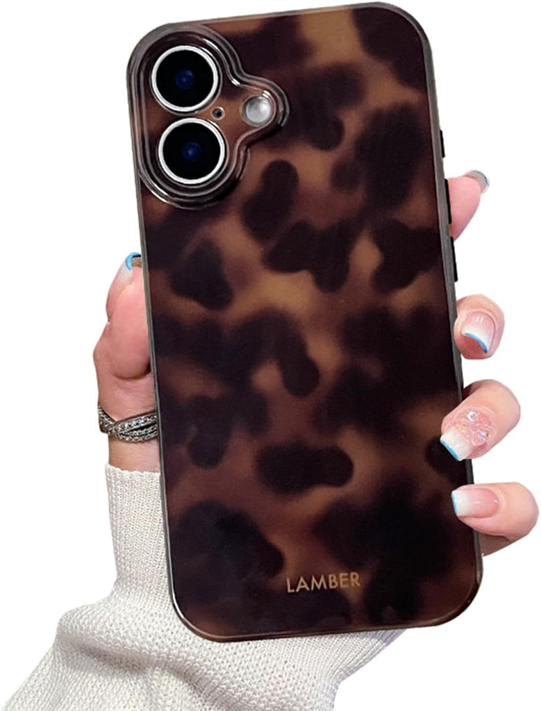 Cute Phone Case for iPhone 16 Pro Case Amber Leopard Full Camera Protective Slim Shockproof Aesthetic-Brown Amber
