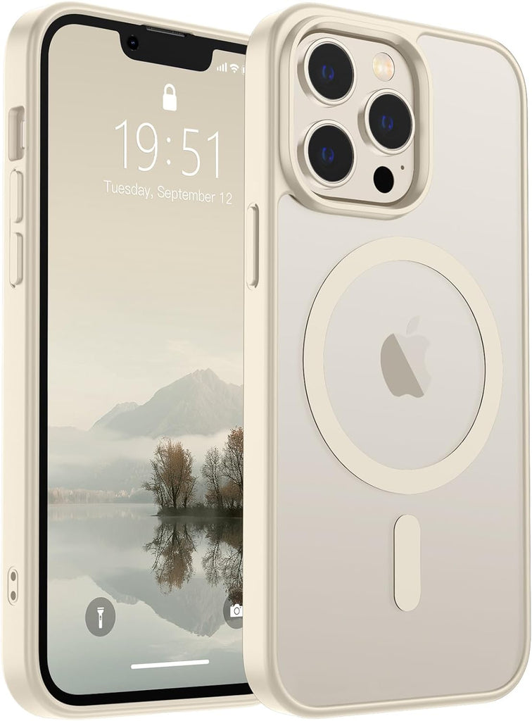 SUPFINE Magnetic for iPhone 14 Case & iPhone 13 Case (Compatible with MagSafe)(Military Grade Drop Protection) Translucent Matte Shockproof Phone Cover,Black