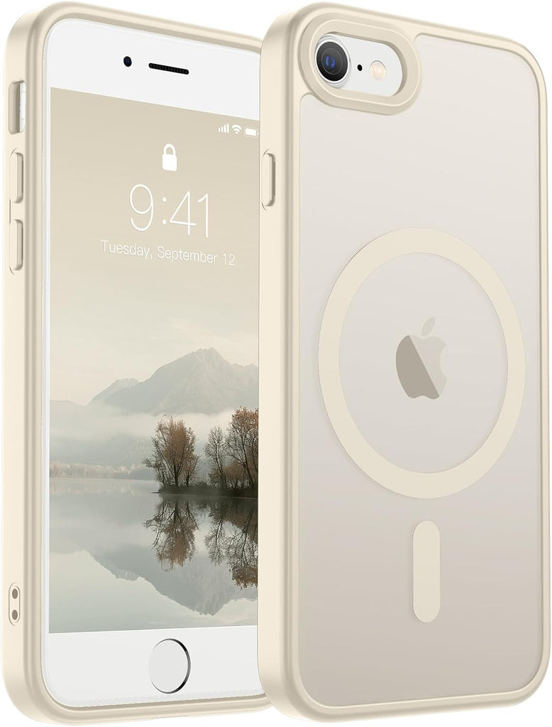 SUPFINE Magnetic for iPhone 14 Case & iPhone 13 Case (Compatible with MagSafe)(Military Grade Drop Protection) Translucent Matte Shockproof Phone Cover,Black