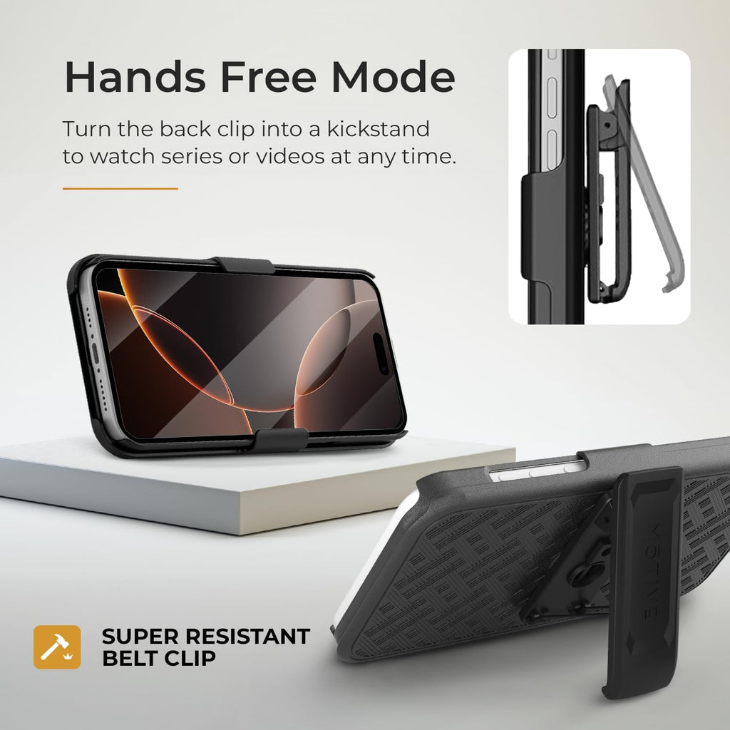 MOTIVE for iPhone 16 Holster Case, Belt Clip Case for Apple iPhone 16, Shell Holster Combo 16, Slim Rugged Drop Shockproof Protective Cover with Kickstand (6.1") | Ranger Series