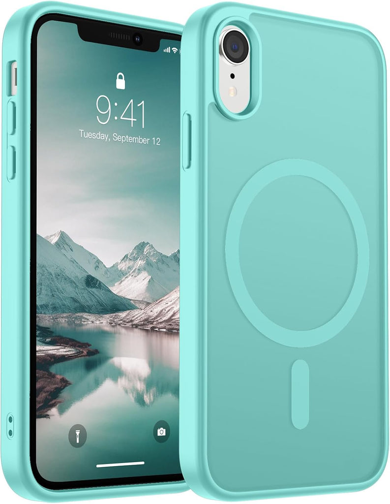 SUPFINE Magnetic for iPhone 14 Case & iPhone 13 Case (Compatible with MagSafe)(Military Grade Drop Protection) Translucent Matte Shockproof Phone Cover,Black