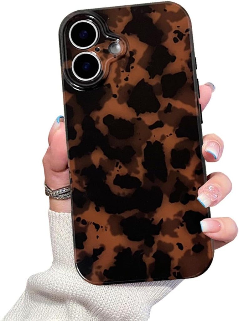 Cute Phone Case for iPhone 16 Pro Case Amber Leopard Full Camera Protective Slim Shockproof Aesthetic-Brown Amber
