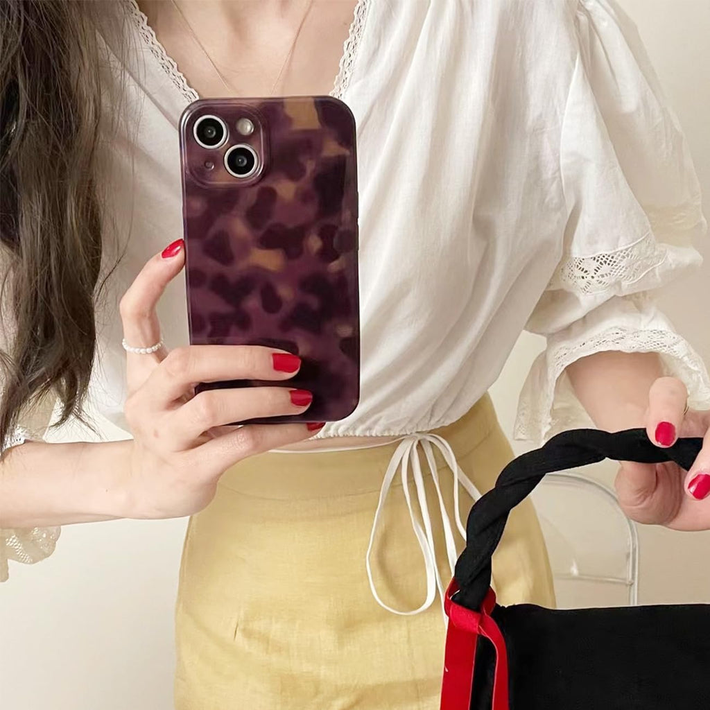 Cute Phone Case for iPhone 16 Pro Case Amber Leopard Full Camera Protective Slim Shockproof Aesthetic-Brown Amber