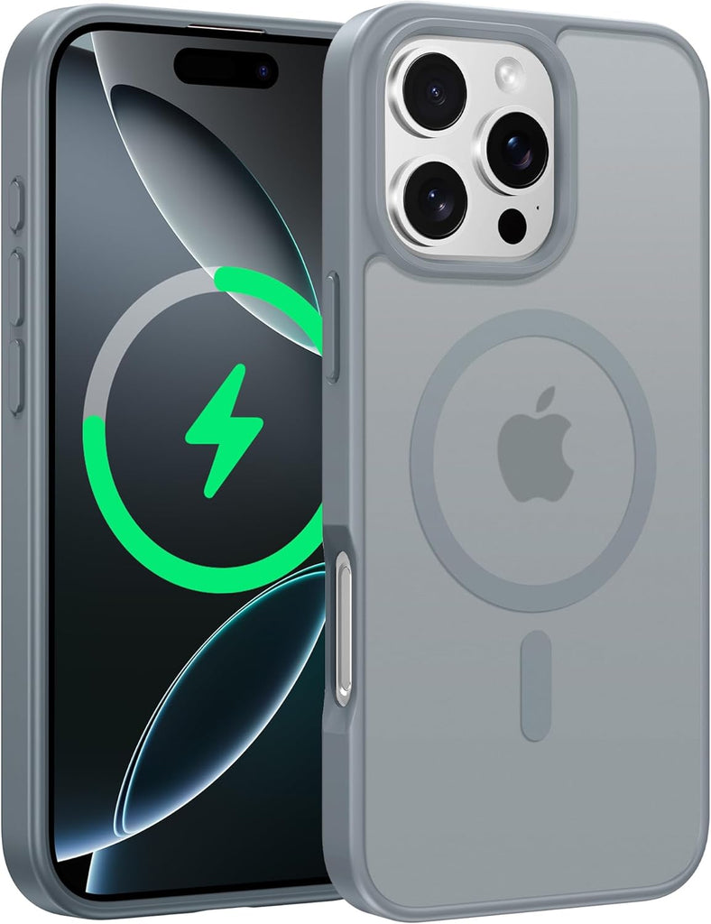 FNTCASE for iPhone 15 Case: for iPhone 14 & iPhone 13 Case | Magnetic Frosted Translucent Slim Shockproof Cell Phone Cover | Military Grade Protection Drop Proof Tough Protective Cases-LightPink 6.1”