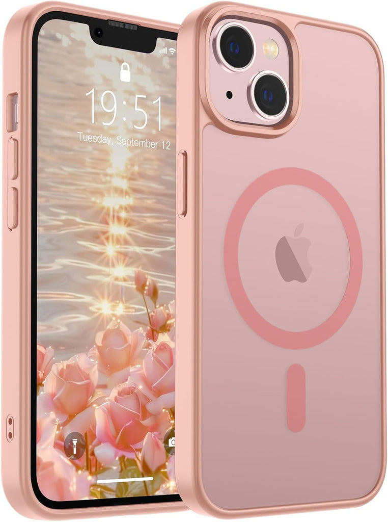 SUPFINE Magnetic for iPhone 14 Case & iPhone 13 Case (Compatible with MagSafe)(Military Grade Drop Protection) Translucent Matte Shockproof Phone Cover,Black