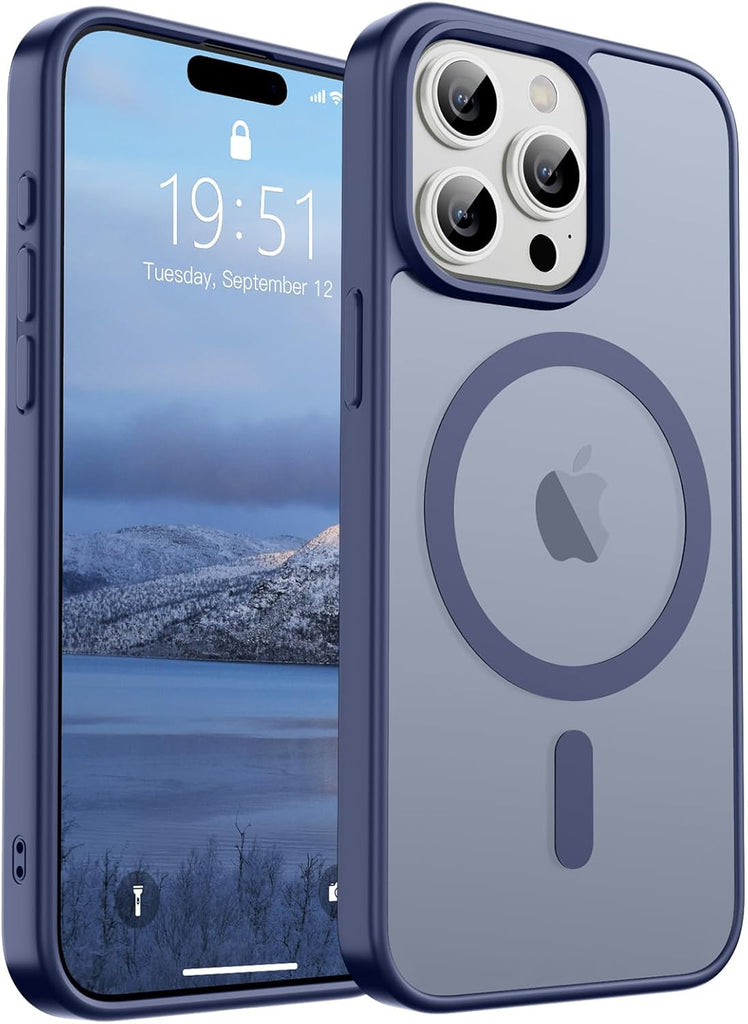 SUPFINE Magnetic for iPhone 14 Case & iPhone 13 Case (Compatible with MagSafe)(Military Grade Drop Protection) Translucent Matte Shockproof Phone Cover,Black